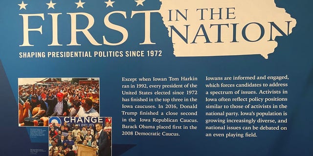 The Iowa Caucuses display at the State Historical Museum of Iowa, on Jan. 15, 2020