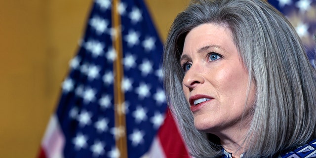 Sen. Joni Ernst (R-IA) speaks during a press conference following the weekly Senate Republican policy luncheon in the Russell Senate Office Building on Capitol Hill on January 19, 2022, in Washington, DC. 