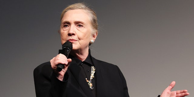 Executive Producer Hillary Rodham Clinton speaks on stage during "Below The Belt" New York Premiere at Museum of Modern Art on May 24, 2022 in New York City.