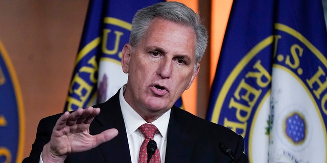 House Minority Leader Kevin McCarthy, R-Calif., takes questions from reporters, at the U.S. Capitol in Washington D.C. on Dec. 3, 2021.