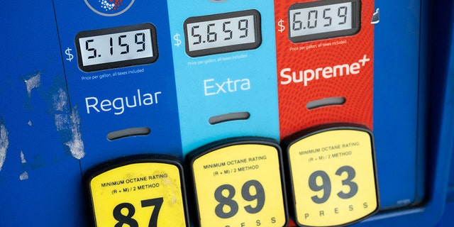 A gas pump displays the price of fuel at a gas station in McLean, Virginia, June 10, 2022.