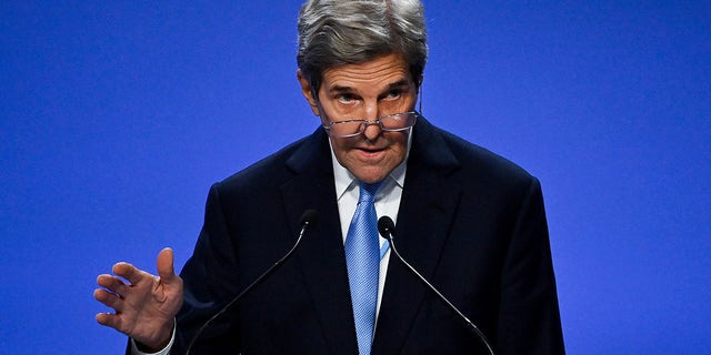 Special climate envoy, John Kerry speaks during a UN climate change conference on Nov. 10, 2021 in Glasgow, Scotland. 