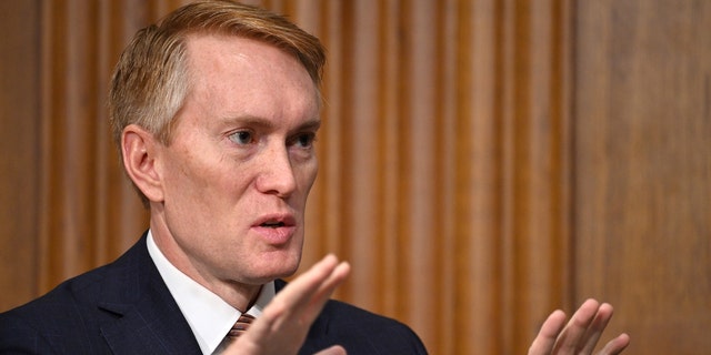 Oct 19, 2021: Senator James Lankford speaks during a Senate Finance Committee hearing on the nomination of Chris Magnus to be the next U.S. Customs and Border Protection commissioner. 