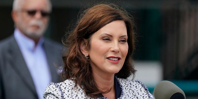 Michigan Gov. Gretchen Whitmer addresses the press before signing the final piece of a $76 billion state budget into law, Wednesday, July 20, 2022 in Detroit. Whitmer largely backed the plan she signed off on Wednesday but nixed money that Republicans had funneled toward anti-abortion causes. 