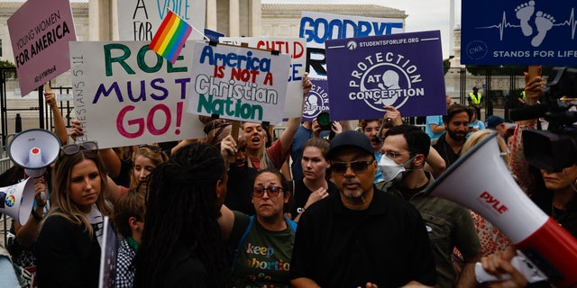 Demonstrators outside the Supreme Court on June 21, 2022.