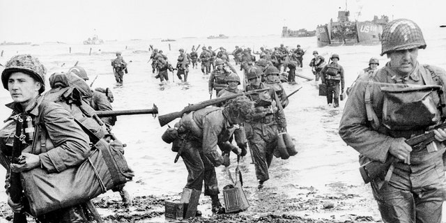 U.S. assault troops landing on Omaha Beach June 6, 1944, during the Invasion of Normandy. 