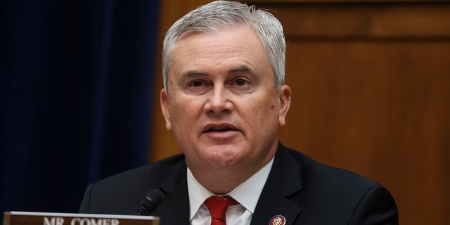 House Oversight and Reform Committee Ranking Member James Comer (R-KY) speaks during a House Oversight and Reform Committee hearing.