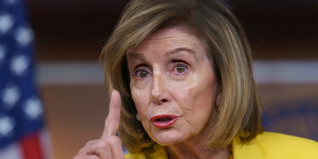 Speaker of the House Nancy Pelosi, D-Calif., talks with reporters at the Capitol in Washington on July 21, 2022. 