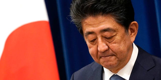 Prime Minister Shinzo Abe speaks during a press conference at his official residence in Tokyo in August 2020.