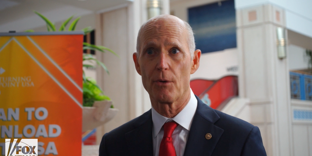 Sen. Rick Scott, R-Fla., speaks with Fox News Digital at the Turning Point USA Student Action Summit in Tampa, Fla.