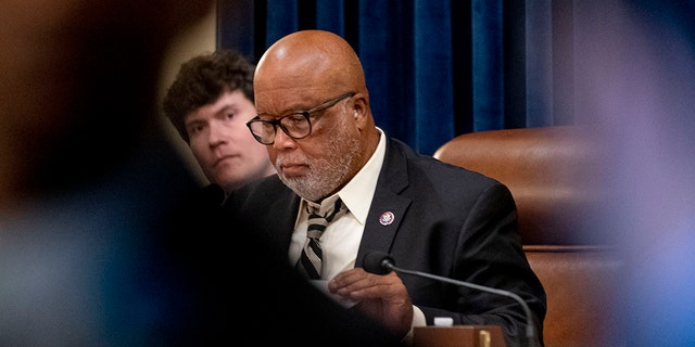 Chairman Rep. Bennie Thompson, D-Miss., meets with the select committee on the Jan. 6 attack. 