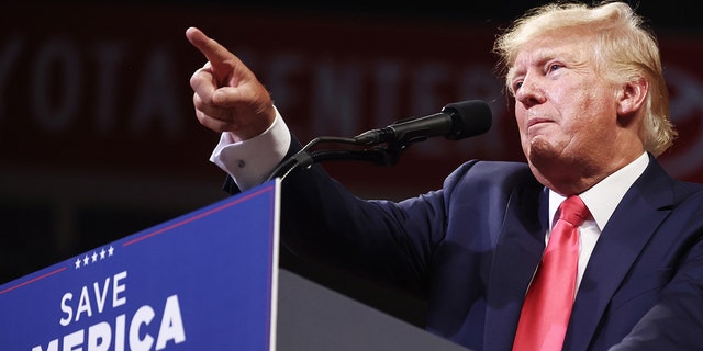 Former President Donald Trump speaks at a ‘Save America’ rally in support of Arizona GOP candidates on July 22, 2022 in Prescott Valley, Arizona.