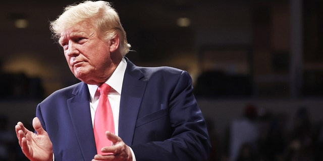 PRESCOTT VALLEY, ARIZONA - JULY 22: Former President Donald Trump applauds at a ‘Save America’ rally in support of Arizona GOP candidates on July 22, 2022 in Prescott Valley, Arizona. 