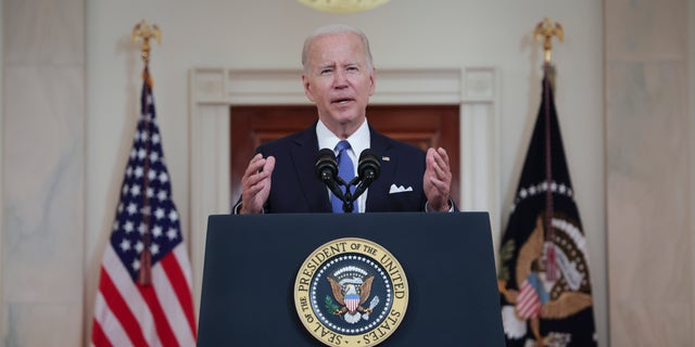 President Joe Biden addresses the Supreme Court’s decision to overturn Roe v. Wade, June 24, 2022, at the White House.