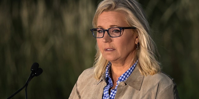 Rep. Liz Cheney, R-WY, speaks to supporters at a primary night event August 16, 2022 in Jackson, Wyoming. Cheney conceded her loss in today's primary. 