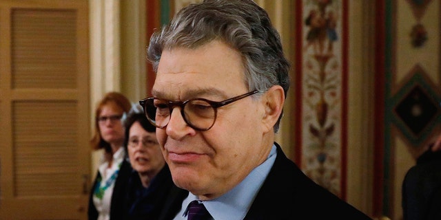 U.S. Senator Al Franken (D-MN) arrives at the U.S. Senate to announce his resignation over allegatons of sexual misconduct on Capitol Hill in Washington, U.S. December 7, 2017. REUTERS/Aaron P. Bernstein 