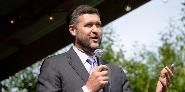 Patrick Ryan, Democratic candidate for the New York 19th Congressional district, speaks during the special election candidate forum at the Roscoe Beer Co. in Roscoe, New York, on Thursday, August 18, 2022.