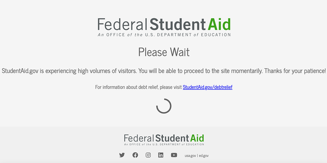 StudentAid.gov was experiencing outages into Wednesday evening. 