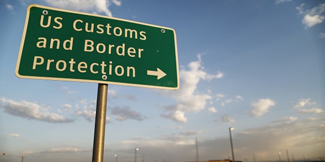 A Customs and Border Protection sign in Clint, Texas, on June 25, 2020. (Mario Tama/Getty Images)