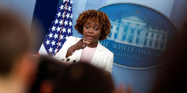 White House Press Secretary Karine Jean-Pierre holds the daily press briefing at the White House in Washington, D.C., U.S. August 25, 2022. 