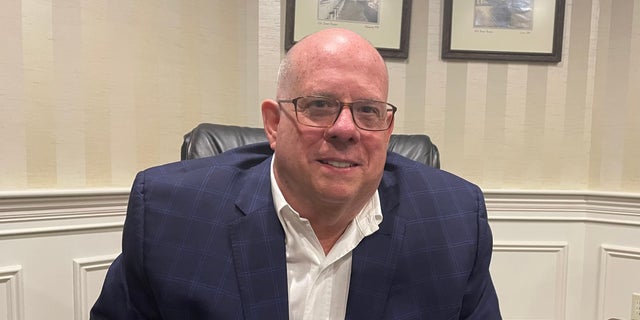 Republican Gov. Larry Hogan discusses a potential 2024 GOP presidential run, as he speaks with Fox News in New Hampshire, on July 11, 2022 in Manchester, N.H. 