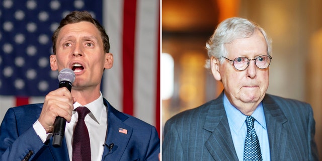 Arizona GOP Senate nominee Blake Masters, left, says he is hopeful Senate Minority Leader Mitch McConnell will "come in and spend" money in Arizona as he seeks to defeat incumbent Sen. Mark Kelly, D-Ariz.