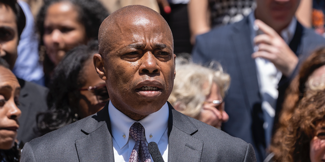 Mayor Eric Adams speaks at City Hall