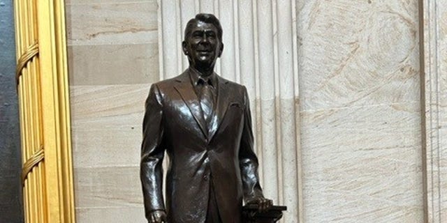 Ronald Reagan statue in the U.S. Capitol Rotunda.