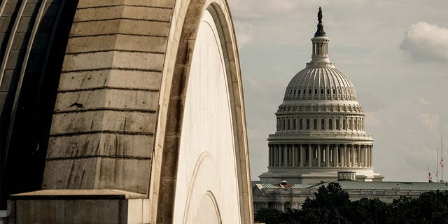 A view of the U.S. Capitol is seen as Senators vote to proceed to the Inflation Reduction Act on Capitol Hill in Washington, D.C.