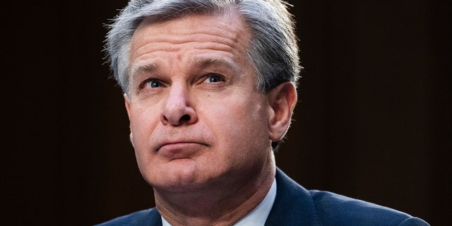 UNITED STATES - AUGUST 4: FBI Director Christopher Wray, testifies during the Senate Judiciary Committee hearing titled Oversight of the Federal Bureau of Investigation, in Hart Building on Thursday, August, 4, 2022. 