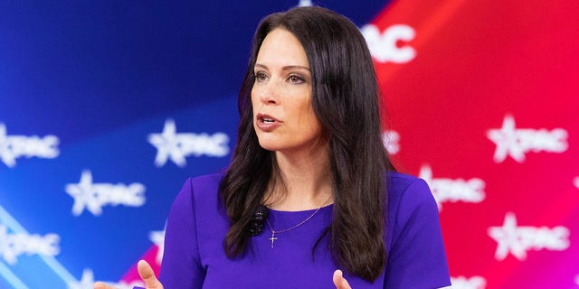 Tudor Dixon, Republican gubernatorial candidate for Michigan, speaks during CPAC in Orlando, Florida, Feb. 25, 2022.