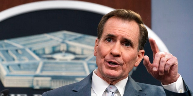 Pentagon spokesman John Kirby speaks during a briefing at the Pentagon in Washington, Friday, April 29, 2022.  