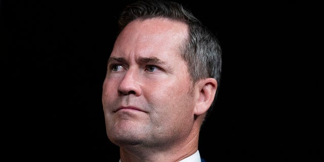 Rep. Michael Waltz, R-Fla., conducts a news conference with House Republicans in the Capitol Visitor Center after a briefing by administration leaders on the U.S. withdrawal from Afghanistan on Aug. 24, 2021.