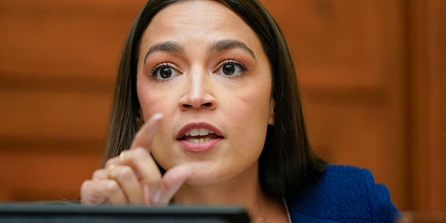 Rep. Alexandria Ocasio-Cortez, D-N.Y., speaks during a House Committee on Oversight and Reform hearing on gun violence on Capitol Hill in Washington, June 8, 2022. 