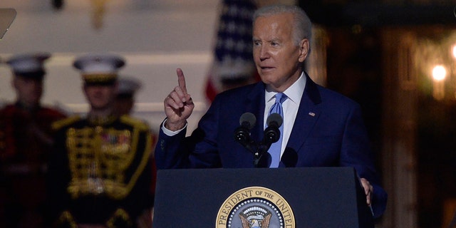 US President Joe Biden on the South Lawn of the White House in Washington, D,C., US, on Friday, Sept. 23, 2022. 