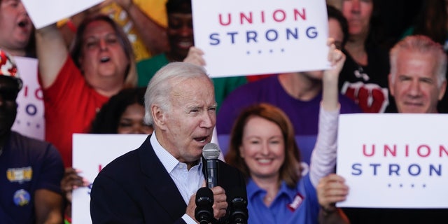 President Biden speaking during an event at Henry Maier Festival Park in Milwaukee, Monday, Sept. 5.