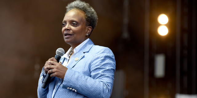 Mayor Lori Lightfoot introduces Jazmine Sullivan during 2022 Lollapalooza day one at Grant Park on July 28, 2022 in Chicago, Illinois