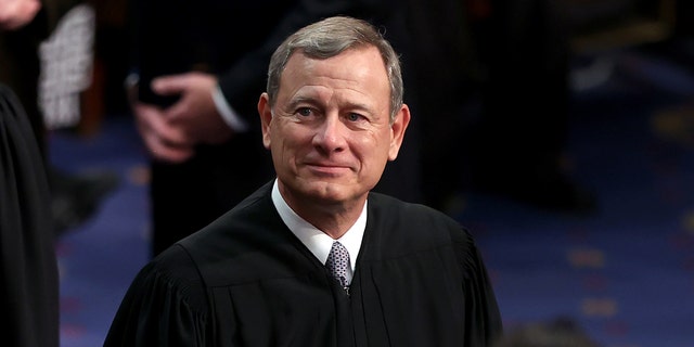 Supreme Court Chief Justice John Roberts is seen prior to President Biden giving his State of the Union address during a joint session of Congress at the U.S. Capitol on March 1, 2022 in Washington. 