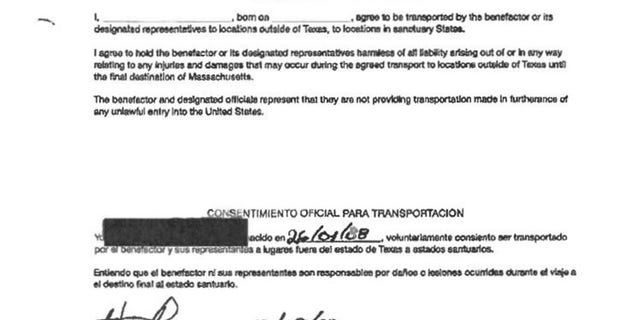 A consent form in multiple languages provided to migrants. 