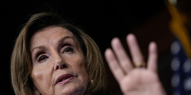 House Speaker Nancy Pelosi talks to reporters at her weekly news conference on Capitol Hill, Sept. 22, 2022. (Drew Angerer/Getty Images)