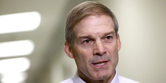 Representative Jim Jordan, a Republican from Ohio, speaks to the press in the Rayburn House Office building in Washington, D.C., on Friday, June 4, 2021. 