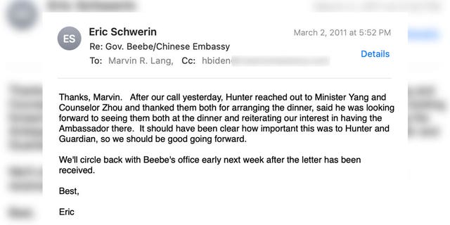 In March 2011, Eric Schwerin later assured Marvin Lang that Hunter had confirmed the dinner with the embassy and that "we should be good going forward."