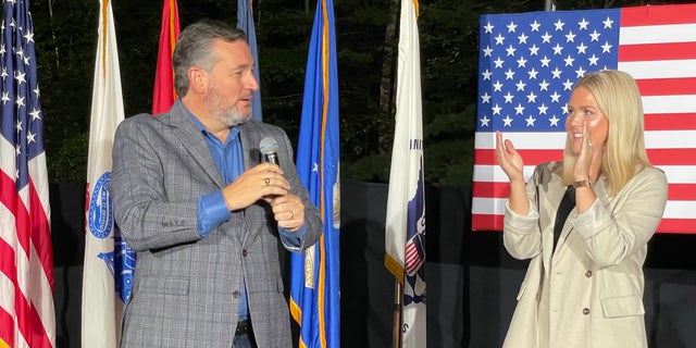 Republican Sen. Ted Cruz of Texas headlines a rally for GOP congressional candidate Karoline Leavitt, on Sept. 8, 2022 in Londonderry, New Hampshire.