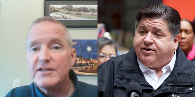 Elk Grove Village Mayor Craig Johnson and Illinois Governor J.B. Pritzker.