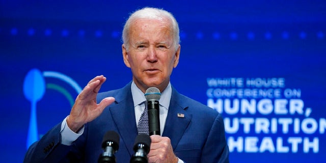 President Joe Biden speaks during the White House Conference on Hunger, Nutrition, and Health, at the Ronald Reagan Building. During his remarks, he appeared to forget about the death of Indiana Rep. Jackie Walorski.