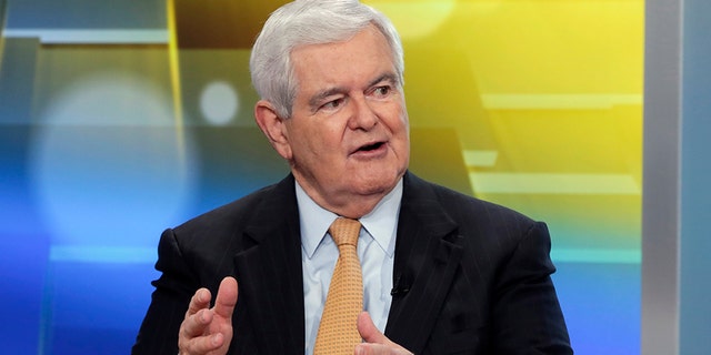 Former Speaker of the House Newt Gingrich is interviewed on the "Fox &amp; Friends" television program.