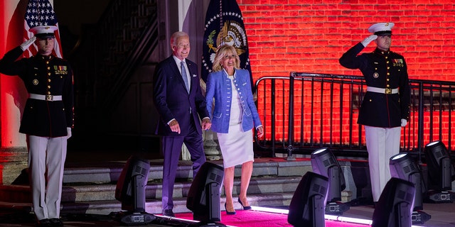 President Biden and first lady Dr. Jill Biden arrive ahead of a speech on protecting American democracy in front of Independence Hall in Philadelphia on September 1st, 2022.