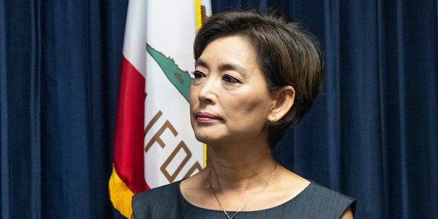 Rep. Young Kim, R-Calif., listens during a press conference to discuss possible federal funding for the Orange County Intelligence Assessment Center in Santa Ana, California, Wednesday, August 31, 2022.