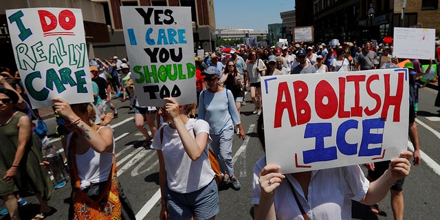 The "Abolish ICE" slogan, which started as a Twitter hashtag, was eventually adopted by many Democratic politicians. 