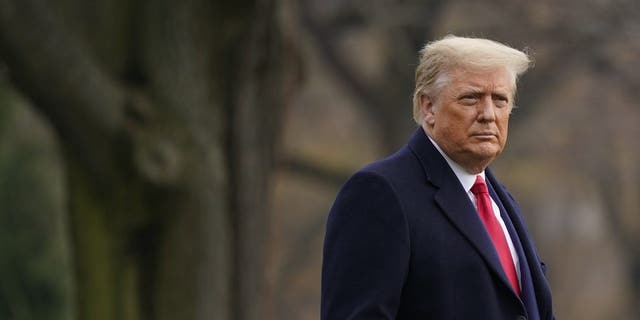 FILE - In this Dec. 12, 2020, file photo, President Donald Trump walks on the South Lawn of the White House in Washington before boarding Marine One. (AP Photo/Patrick Semansky, File)